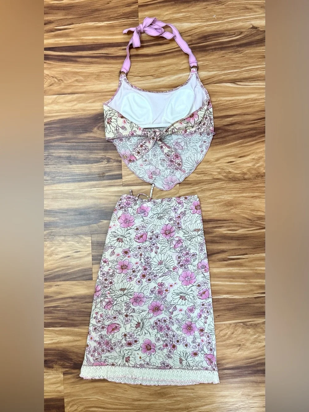 Y2K BECCA 🌺 Floral Halter Swim 2 Piece Set Medium